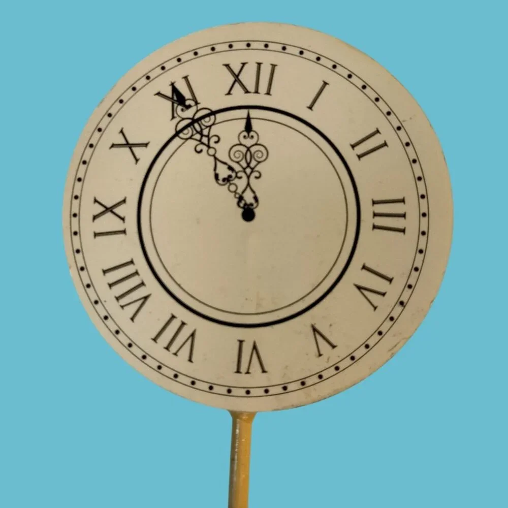 New Years Eve Clock Face Floral Stick Roman Numerals Ornate Hands Minight